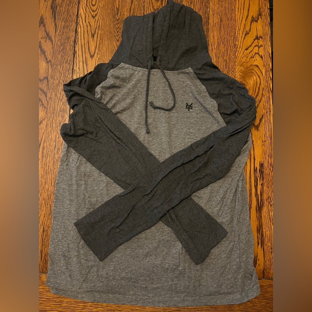 Zoo York Men’s Grey Pull Over Lightweight Sweater with Hood - SIZE XL